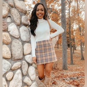 Pink Lily Plaid Skirt